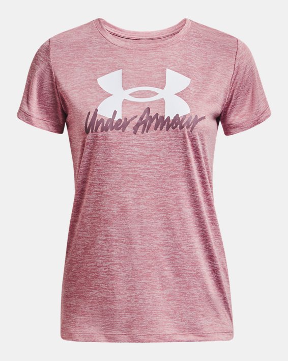 Women's UA Tech™ Twist Graphic Short Sleeve in Pink image number 4